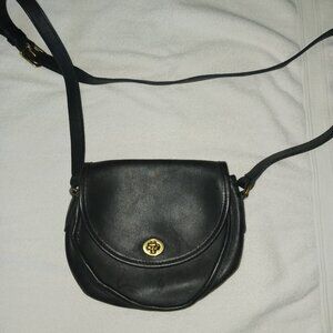 Vintage Coach Watson Black Leather Crossbody Saddlebag Shoulder Bag 9981